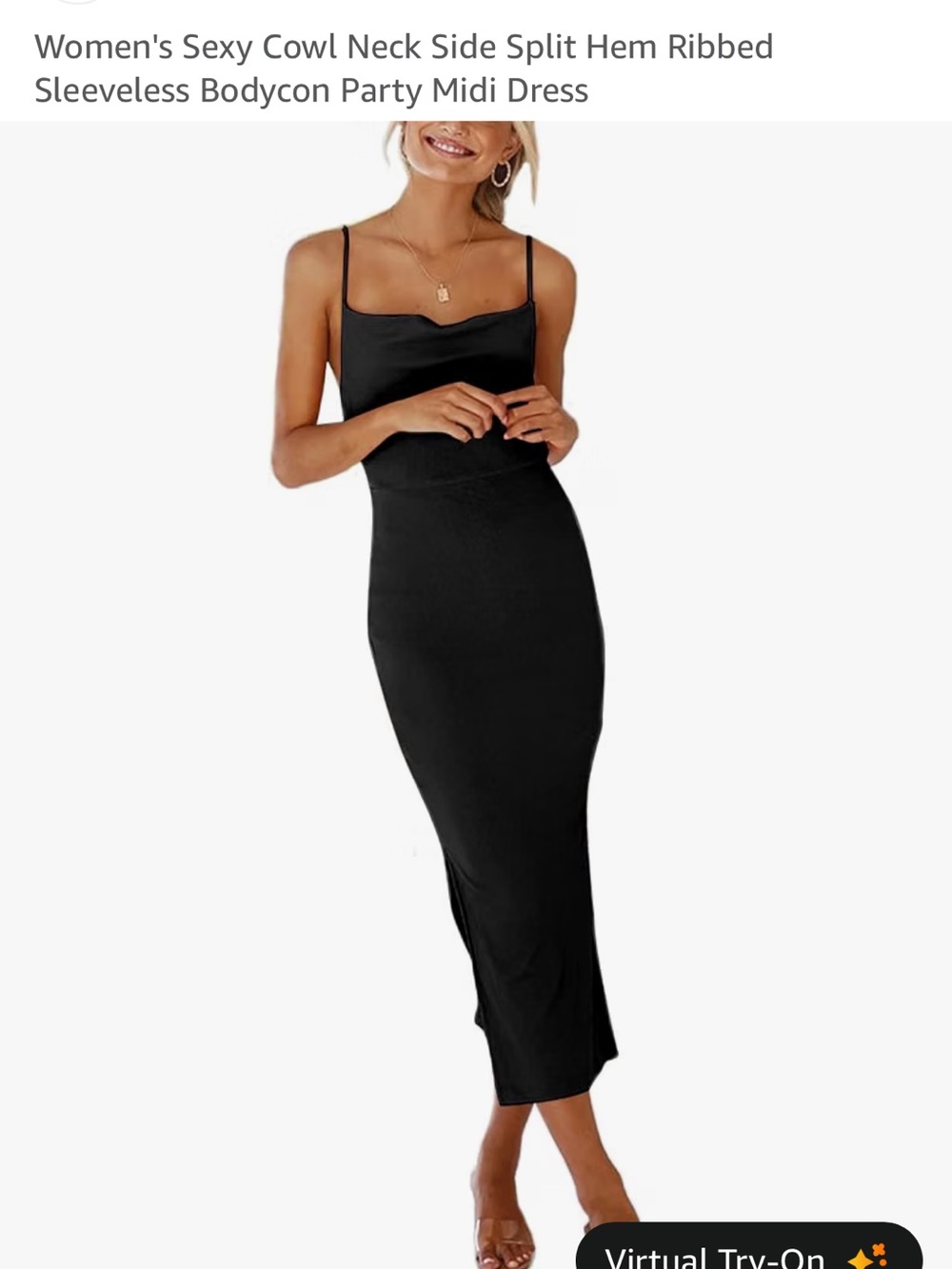 Classic Black Slip Dress with Cowl Neck